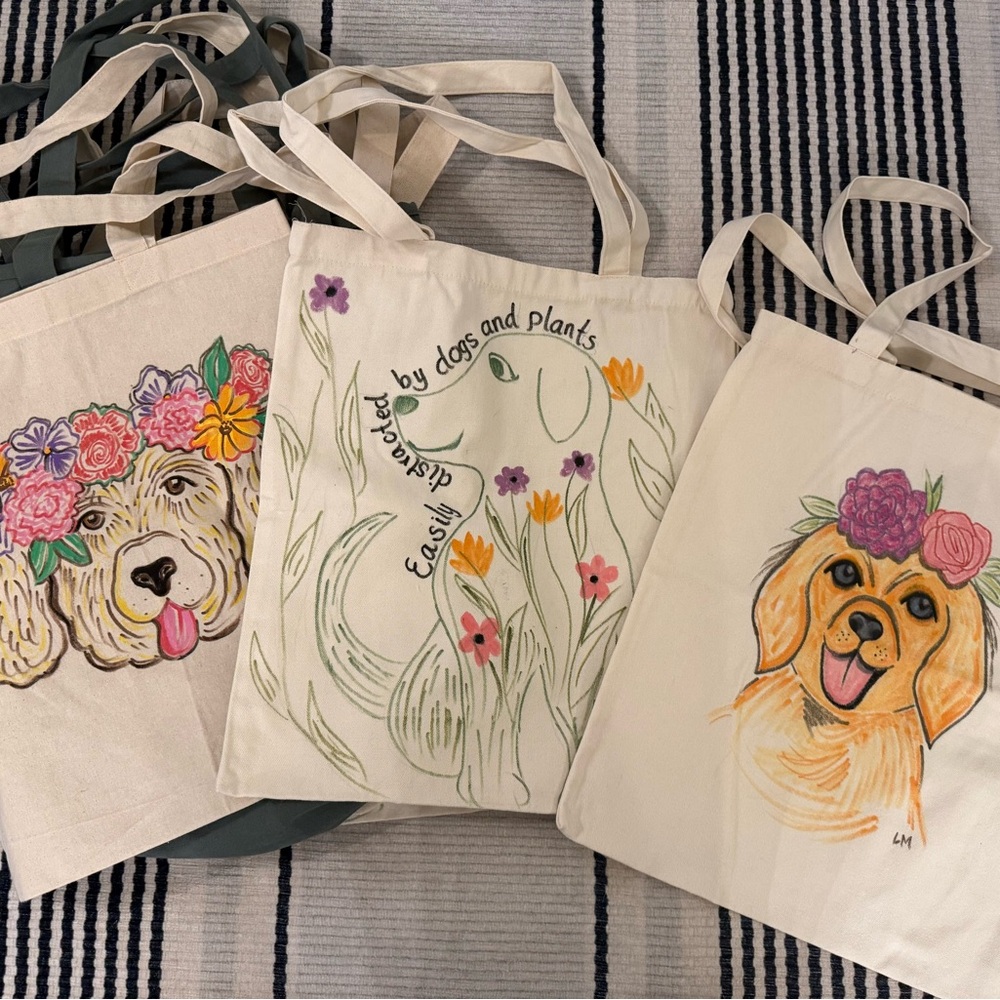 Floral Dog Canvas Tote Bags (Price per tote)